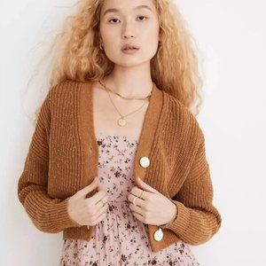 Madewell Greywood Crop Cardigan Sweater in Toffee